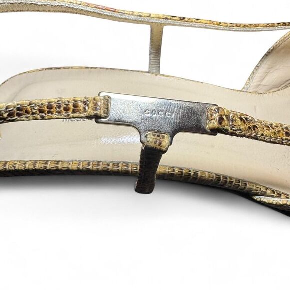 Gucci Women's Embossed Leather Animal Print Slingback Pumps Sz 7.5B - Picture 8 of 8